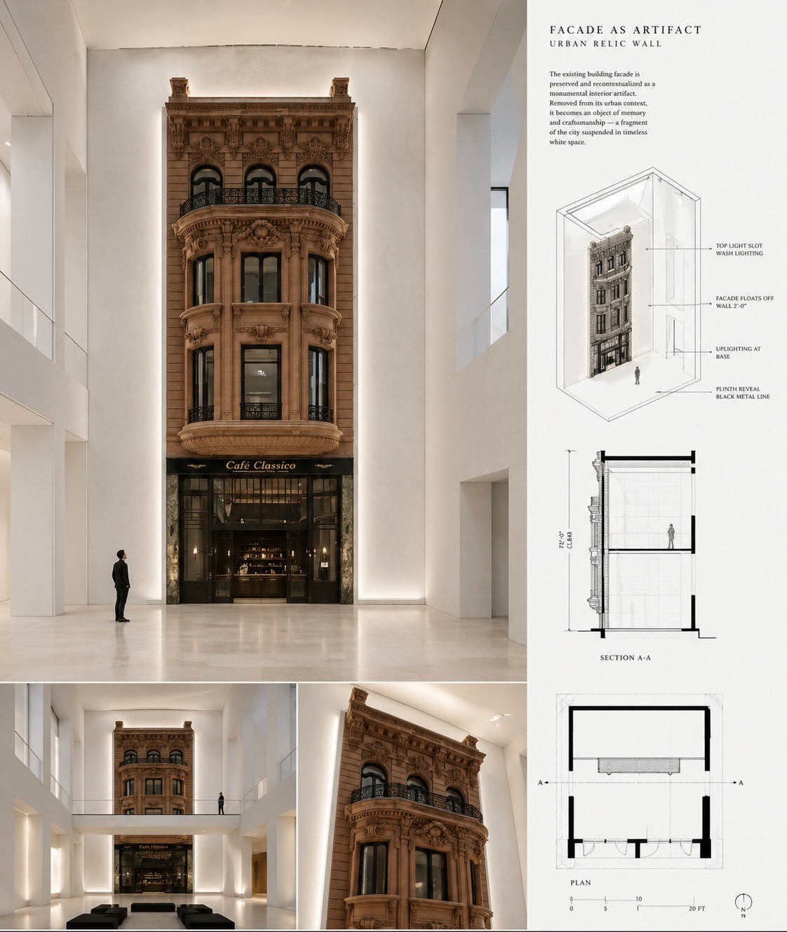 Facade preservation rendering